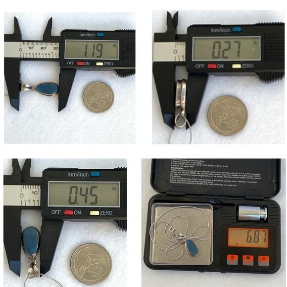 Sterling Silver 925 1.19" Oval Bezel Set Blue Opal Pendant Necklace 18" Chain - Picture 10 of 16